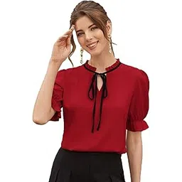 itshe V-Neck Office Casual Stylish Western Formal Regular Fit Half Sleeve Top for Womens-picture-47