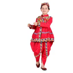 itsmycostume Boys Mandarin Collar Angrakha Kurta with Dhoti & Cap Gujrati Kedia Costume-picture-16