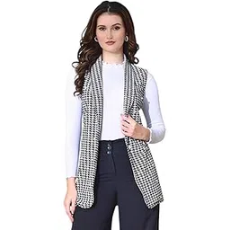 iuga Black Women Sleeveless Solid Front Open Neck Shrug (468)-picture-10