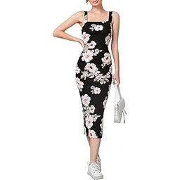 iuga Floerns Women's Floral Print Sleeveless High Waist Split Hem Bodycon Long Dress-picture-11