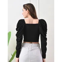 IUGA Puff Sleeve Crop Top image 3