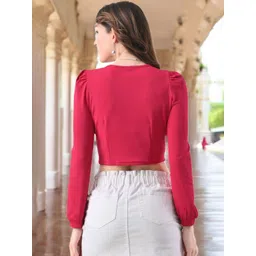 IUGA Puff Sleeve Crop Top image 2