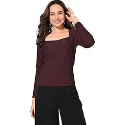 iuga Ribbed Square-Neck Top with Long Sleeves (1179)-picture-29