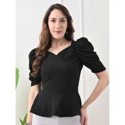 IUGA Sweetheart Neck Puff Sleeve Peplum Top-picture-39