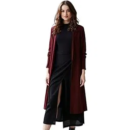 iuga Trendy Solid Black Long Shrug for Women-picture-31