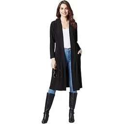 iuga Trendy Solid Black Long Shrug for Women-picture-14