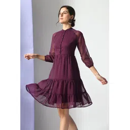 iuga Women Fit and Flare Purple Knee Length Dress-picture-12