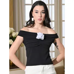 IUGA Women Monochrome Ruched Off-Shoulder Bardot Top-picture-22