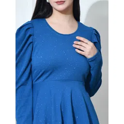 IUGA Women Round Neck Puff Sleeves Peplum Top image 2