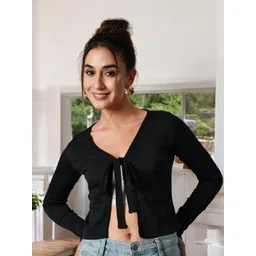 IUGA Women Solid Tie-Up Neck Top-picture-28