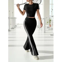 iuga Women Striped Black Track Pants-picture-15