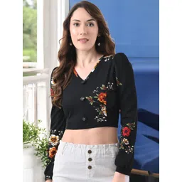 IUGA Women V-Neck Floral Print Crop Top-picture-29