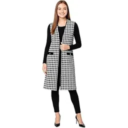 iuga Women's Black & White Long Open Front Shrug-picture-17