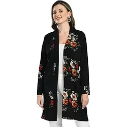 iuga Women’s Black Floral Printed Longline Shrug-picture-39
