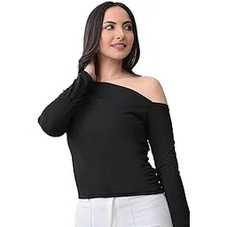 iuga Women’s Black Off-Shoulder Top with Long Sleeves – Bodycon Fit for Party & Casual Wear-picture-11