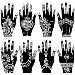 IVANA'S Heena Mehandi Tatto Stencil Set for | Hand | Body | Fingure | Face | Heena Art Temporary Tatto for Kids, Girls & Women, Design - Stencil-1100, Black, M (C-Stencil-1100)-image-4