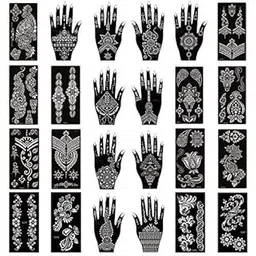 IVANA'S Henna Temporary Tattoo Stencil Templates Kit, Black, M, Pack of 24 (IVUS-01) (D1)-picture-22