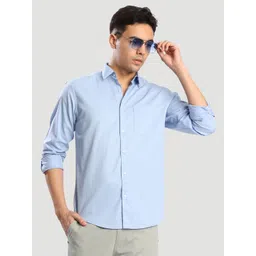 IVOC Men Classic Fit Solid Spread Collar Cotton Casual Shirt-picture-11
