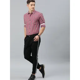 IVOC Men Red & Black Checked Slim Fit Formal Shirt-picture-28