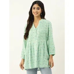 IX IMPRESSION Abstract Print Mandarin Collar Longline Top-picture-17