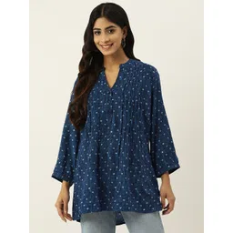 IX IMPRESSION Striped Mandarin Collar Longline Top-picture-12