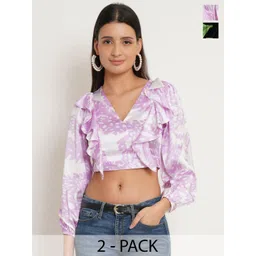 IX IMPRESSION Women Floral Print Blouson Crop Top-picture-34