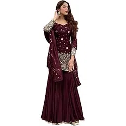 iyalafab WOMEN'S Georgette Stiched Dhoti-suit (SF261-24-ver White1 2XL)-picture-14