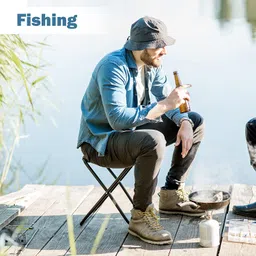 iyb Camping Stool Folding Lightweight Camp Stool Portable Foldable Seat Ultralight Outdoor Slacker Chair for Travel, Hiking, Fishing, BBQ, Beach, Black image 2