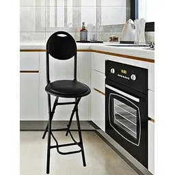iyb 24-inch Seating Height Strong Heavy Duty Folding Chair with Foot Rest & Higher Height for Kitchen/Shop Counter/ Bar/Office /Breakfast/ Padded Black, Metal-picture-10