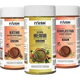 IYUSH Herbal Ayurveda Manjistha Powder with Katha Powder for Hair and Herbal Henna Powder for Hair Colour – 300gm | Natural Hair Colour | Hair Volume Powder | Hair Mask for Hair Growth | 100gm each-picture-10