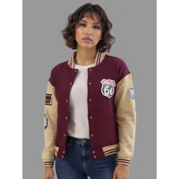 IZF Women Dual Red and Beige Varsity Jacket-picture-18