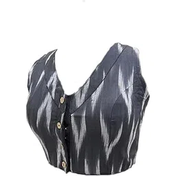 Izma | Women’s Handloom Ikkat Woven Blouse with Collar Style & Front Button Design | Premium Stitched Ready-to-Wear Blouse with Lining | Hook Closure-picture-36