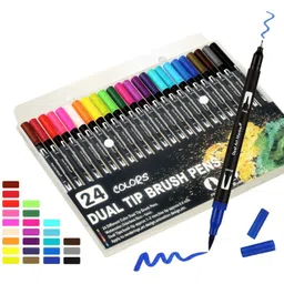 izone 24 Dual Tip Art Brush Pens 24-Pack, Brush Tips and Fine Point Art Marker Colored Set, Good for Journal, Calligraphy, Planner, Coloring Book-picture-21