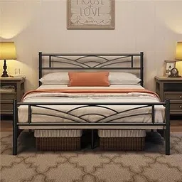 izz decor Zenith Heavy Duty King Size Metal Bed in Black - Modern Design, Sturdy Construction, and Luxurious Comfort-picture-17