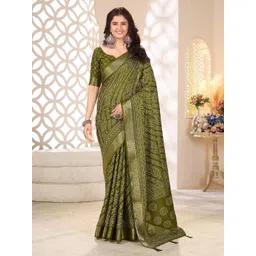 J 6 DESIGNER Bandhani Printed Woven Design Zari Saree-picture-39