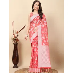 J 6 DESIGNER Floral Printed Woven Design Zari Border Saree-picture-40