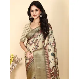 J 6 DESIGNER Floral Silk Cotton Handloom Saree-picture-19