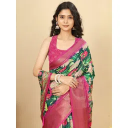 J 6 DESIGNER Floral Silk Cotton Handloom Saree-picture-16