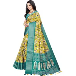 J 6 DESIGNER Women Floral Woven Design Zari Block Print Sarees-picture-13