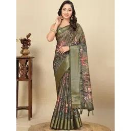 J 6 DESIGNER Woven Design Floral Print Saree-picture-27
