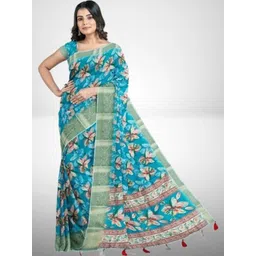 J 6 DESIGNER Woven Design Floral Printed Saree-picture-26