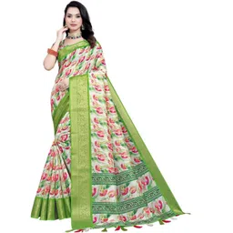 J 6 DESIGNER Woven Design Floral Printed Zari Saree-picture-38