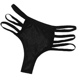 j-express Women's Hot Summer Beachwear Bikini Bottom Thong Swimwear V-Style Criss Cross Thong Bikini Bottom (M, Black)-picture-27