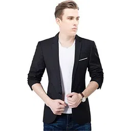 Men Solid Tuxedo Style Festive & Wedding Blazer-image-12