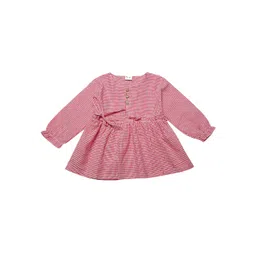 J Style Girls Red Checked Fit and Flare Dress-picture-49