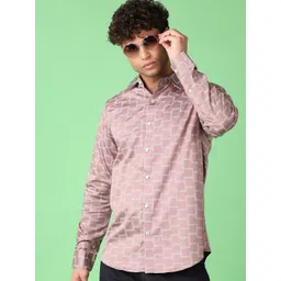 J White by Vmart Men Spread Collar Abstract Pattern Satin Casual Shirt-picture-32