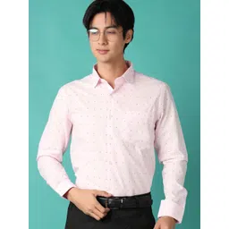 J White by Vmart Men Spread Collar Micro Ditsy Printed Cotton Formal Shirt-picture-36