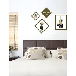 Jaamso Royals 5-Pcs Olive Green & Black Cartoon Owl Self-Adhesive Wall Sticker-picture-13
