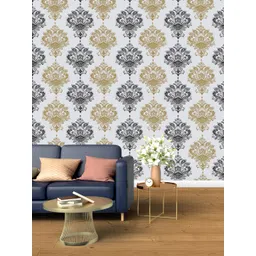 Jaamso Royals Black & Beige Ethnic Motifs Print Self Adhesive Wallpaper-picture-27