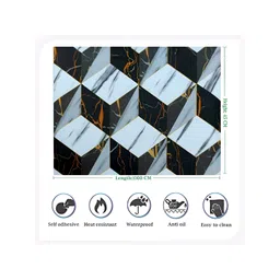 Jaamso Royals Black & White Marble Printed Self-Adhesive & Removable Wall Sticker image 4